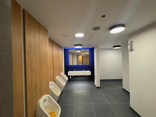 Contemporary commercial washroom refurbishment at Olympia Grand Hall by Haslehurst