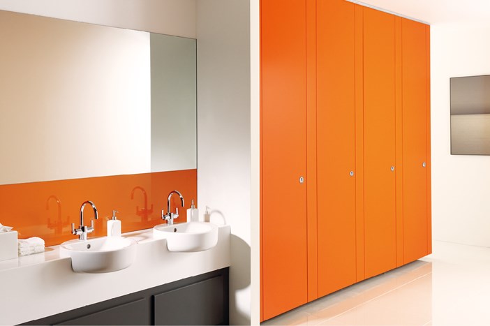 Venesta Washrooms Toilet Cubicle Cubicles Unity Orange Colourcoat Thumbnail Large